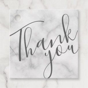 Modern White Marble Script Business Thank You Tags