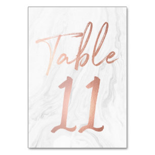 Modern White Marble Script Table Number Card 11