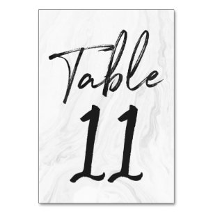 Modern White Marble Script Table Number Card 11