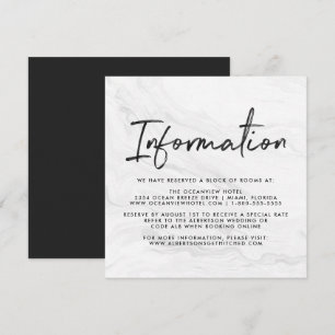Modern White Marble Script   Wedding Information Invitation