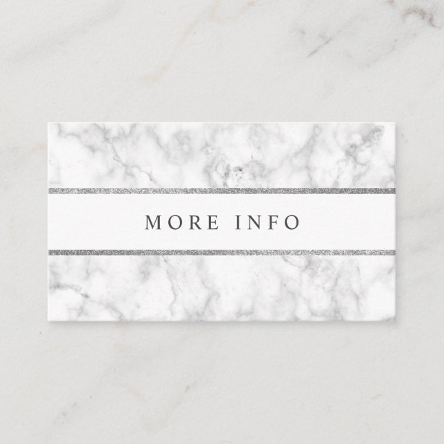 Modern White Marble Wedding Details Enclosure Card (Front)