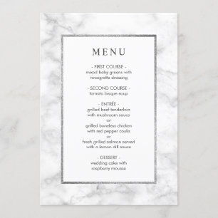 Modern White Marble Wedding Menu