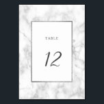 Modern White Marble Wedding Table Number Card<br><div class="desc">Modern white faux marble with silver glitter frame wedding table number card. For more advanced customization of this design,  Please click the "Customize further" link.  Matching items are also available.</div>