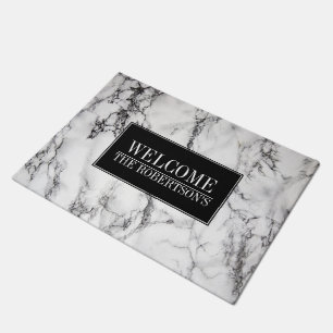 Modern White Marble- Welcome Doormat