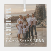 Modern White Merry Christmas Script Photo