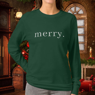 Modern White Merry Christmas Stylish Holiday Gift T-Shirt