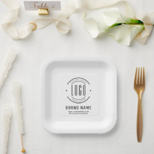 Modern white minimalist logo business paper plate