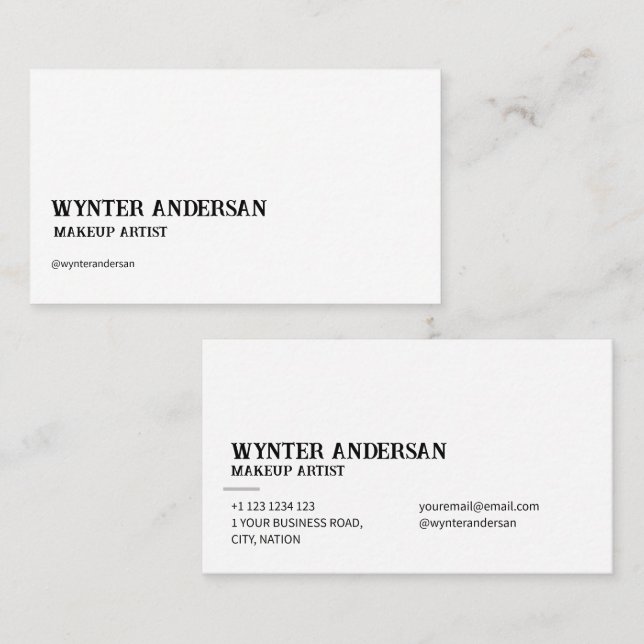 Modern White Minimalist Luxury Custom  Name Business Card (Front/Back)