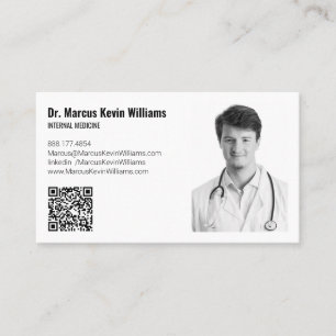 Modern White Minimalist Medical Doctor Horizontal Business Card