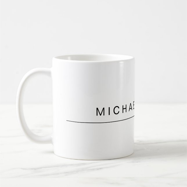 Modern White Minimalist Plain Elegant Professional Coffee Mug (Left)
