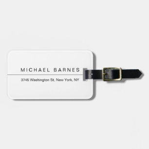 Modern White Minimalist Plain Elegant Professional Luggage Tag
