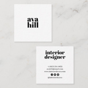 Modern White Minimalist Professional Logo Stylish Square Business Card