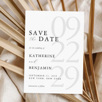 Modern White Minimalist Wedding Save the Date