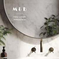 Modern White Monogram Wedding Bathroom Mirror