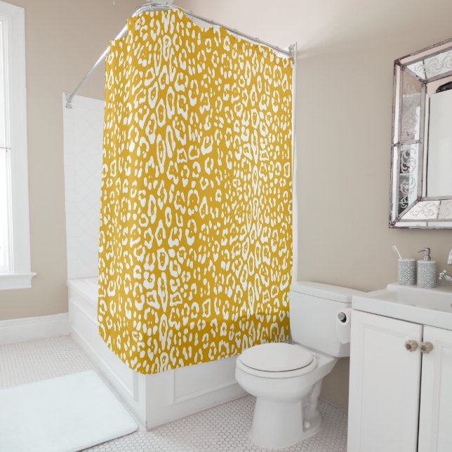 Modern, white, mustard yellow, animal print (In Situ)