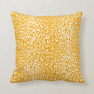 Modern, white, mustard yellow, animal print throw pillow