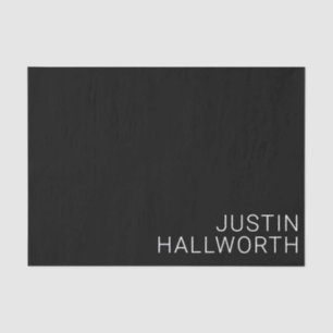 Modern White Name on Black Tissue Paper
