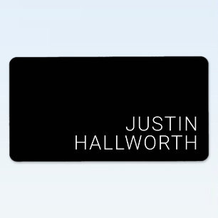 Modern White Name or other Text on Black Label