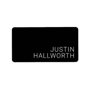 Modern White Name or other Text on Black Label