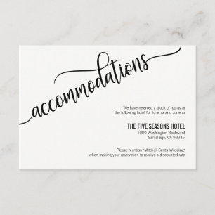 Modern White Navy Blue Wedding Accommodation Card