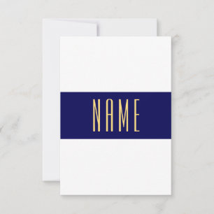 Modern White Navy Centre Band Tall Elegant Text Thank You Card