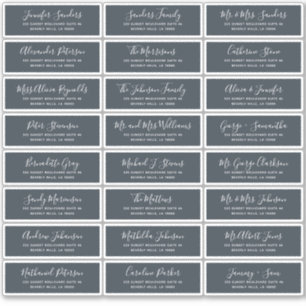 Modern white navy individual guest address labels
