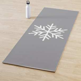 Modern White Nordic Snowflake Grey Background Yoga Mat