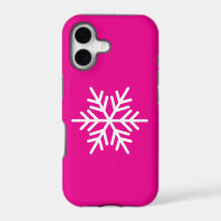 Modern White Nordic Snowflake On Bright Pink