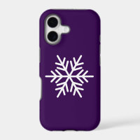 Modern White Nordic Snowflake On Deep Purple