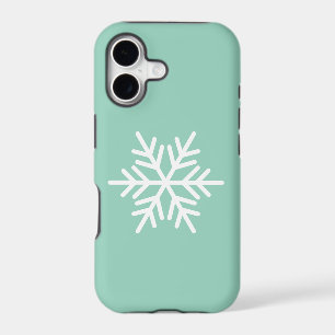 Modern White Nordic Snowflake On Winter Gray