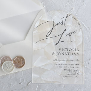 Modern White Nothing Fancy Just Love Wedding Acrylic Invitations