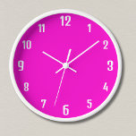 Modern White Numbers | Classic Neon Fuchsia Clock<br><div class="desc">Modern White Numbers | Classic Neon Fuchsia Clock</div>