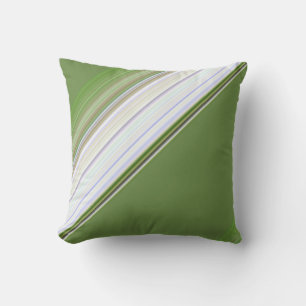 Modern White on Green Stripe Outdoor Pillow