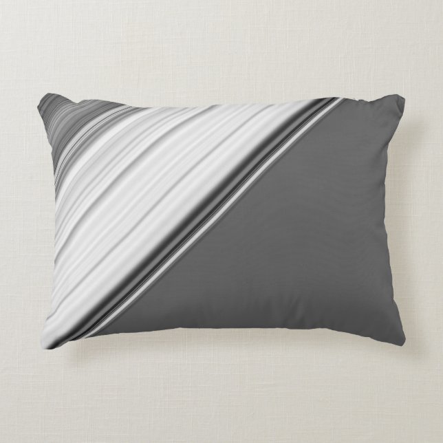 Modern White on Grey Monogram Accent Pillow (Front)