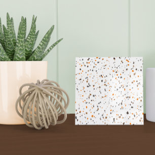 Modern White Orange Brown Terrazzo Tile