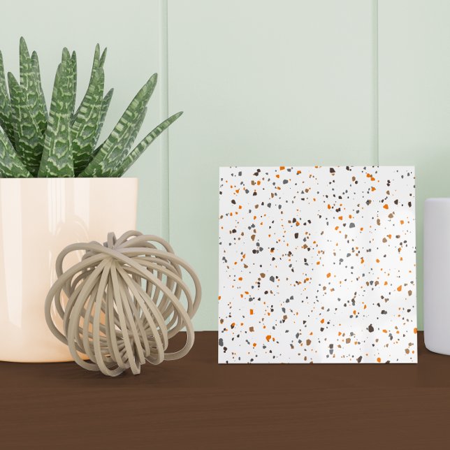 Modern White Orange Brown Terrazzo Tile (Creator Uploaded)