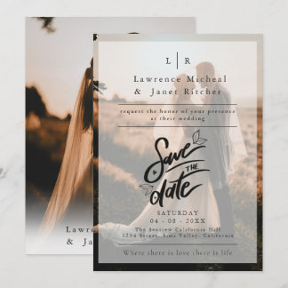 Modern White overly Photo minimalist invite