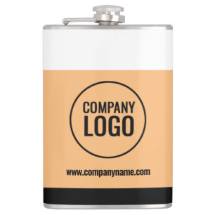 Modern White Peach Black Company Logo Website Hip Flask