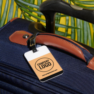 Modern White Peach Black Company Logo Website Luggage Tag