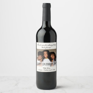 Modern White Photo Happy Father's Day Wine Labels