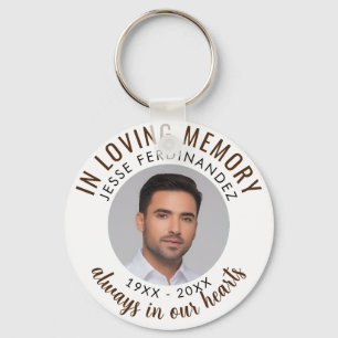 Modern White Photo Memorial in Loving Memory Keychain