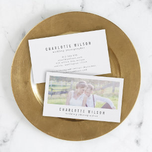 Modern White Photographer Photo Business Card