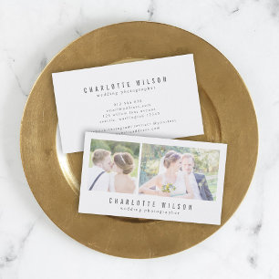 Modern White Photographer Two Photos Business Card