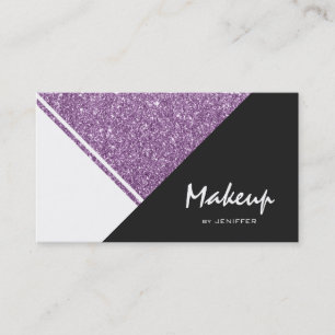 Modern White Purple Glitter Black triangle Business Card