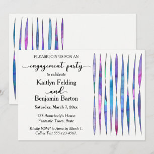 Modern White Purple, Pink, Blue Engagement Party Invitation