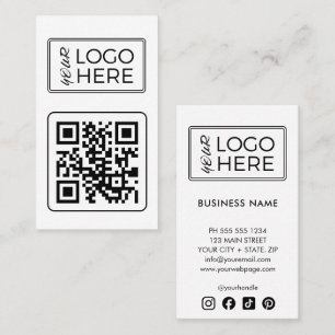 Modern White QR Code Social Media Logo Business Card
