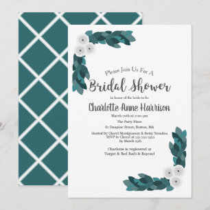 Modern White Ranunculus & Foliage Bridal Shower Invitation