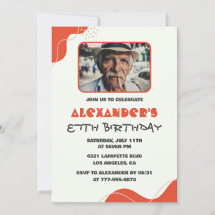Modern White Red Men 87th birthday invitations  