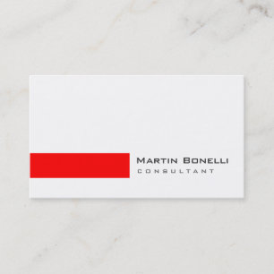 Modern White Red Simple Consultant Business Card