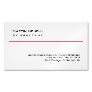 Modern White Red Simple Consultant Business Card
